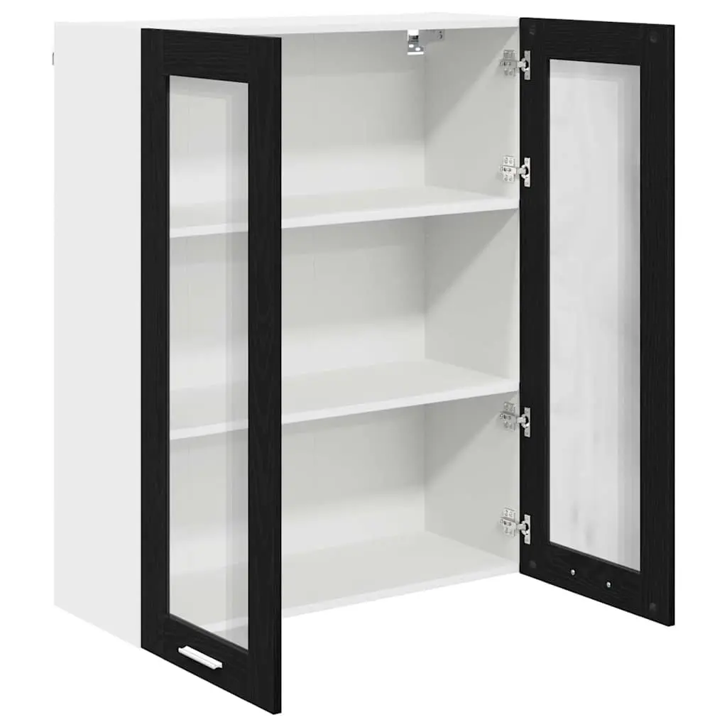Black Oak Modern Hanging Kitchen Cabinet for Storage