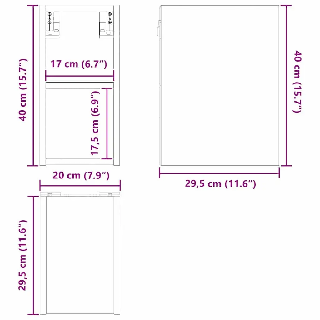 Hanging Kitchen Cabinet Black Oak Modern 20x29.5x40cm Engineered Wood