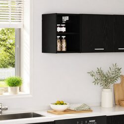 Modern Black Oak Hanging Kitchen Cabinet for Storage