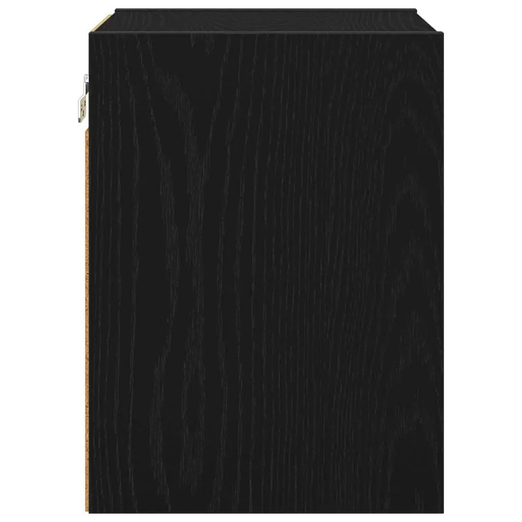 Hanging Kitchen Cabinet Black Oak Modern Storage Cupboard Engineered Wood