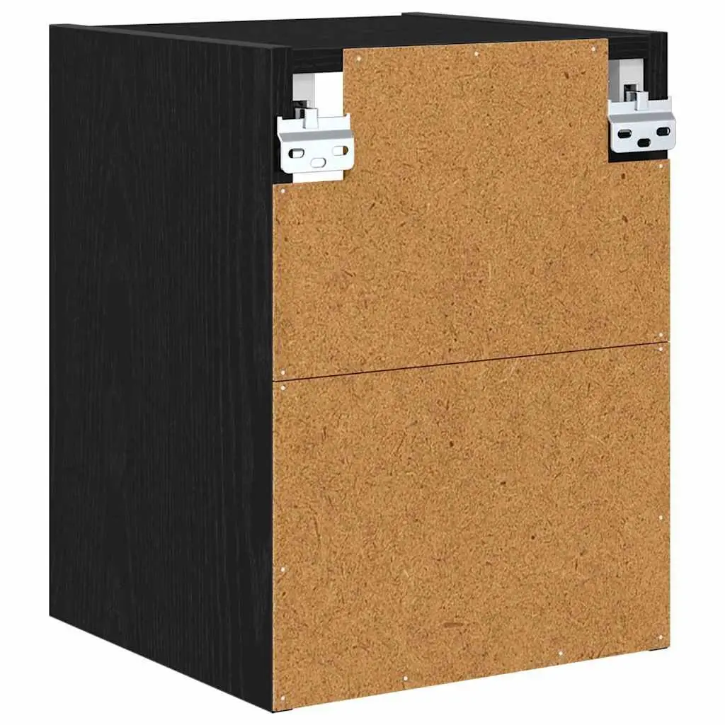 Hanging Kitchen Cabinet Black Oak Modern Storage Cupboard Engineered Wood
