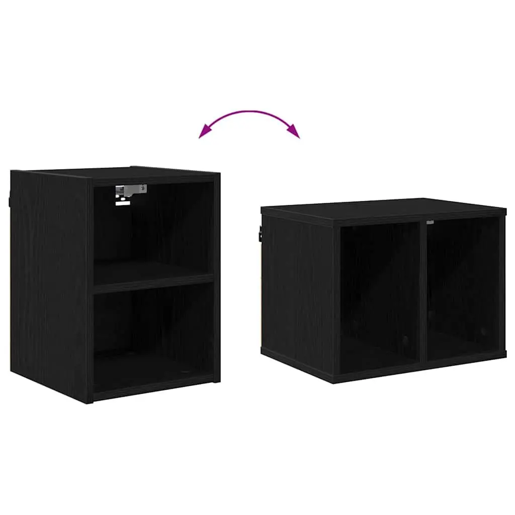 Hanging Kitchen Cabinet Black Oak Modern Storage Cupboard Engineered Wood