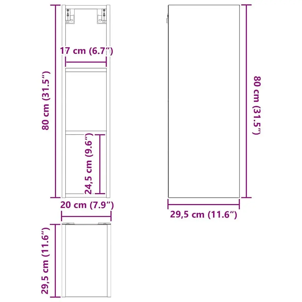 Hanging Kitchen Cabinet White Modern 20x29.5x80cm Engineered Wood