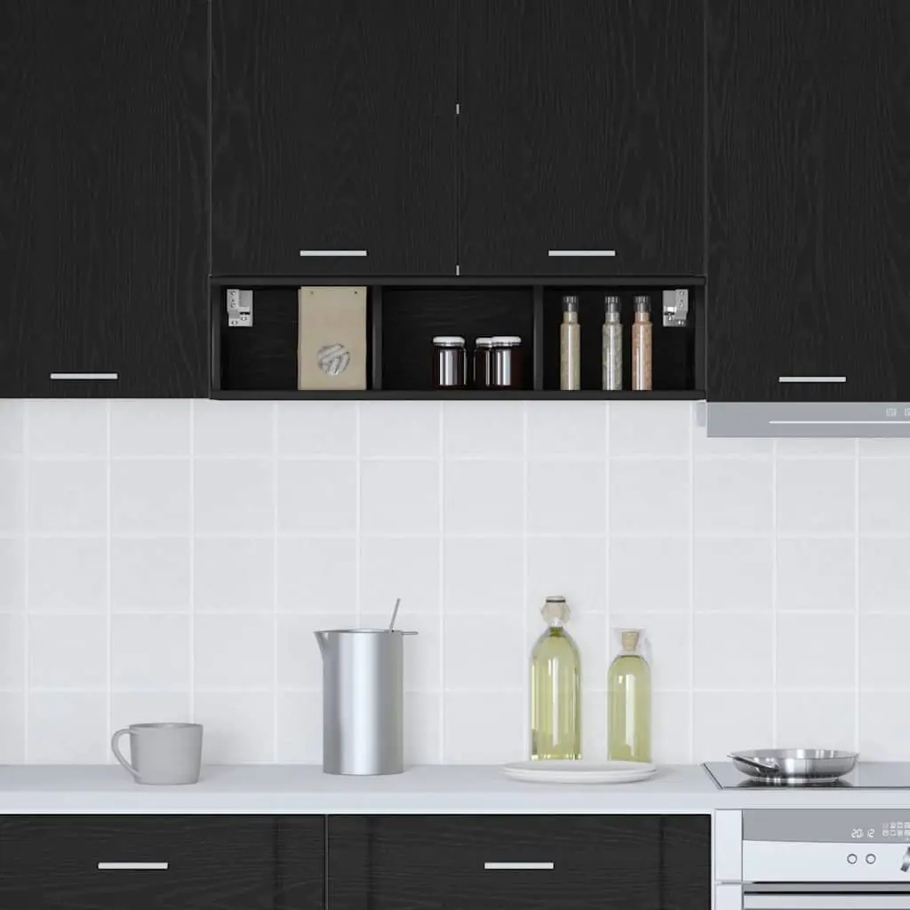 Hanging Kitchen Cabinet Black Oak Modern Engineered Wood 20 x 29.5 x 80 cm