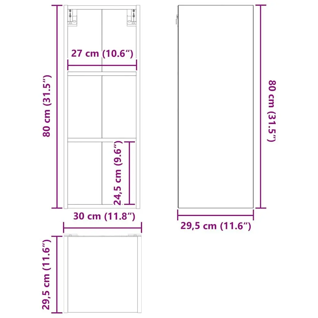 Hanging Kitchen Cabinet White Modern 30 x 29.5 x 80 cm Engineered Wood