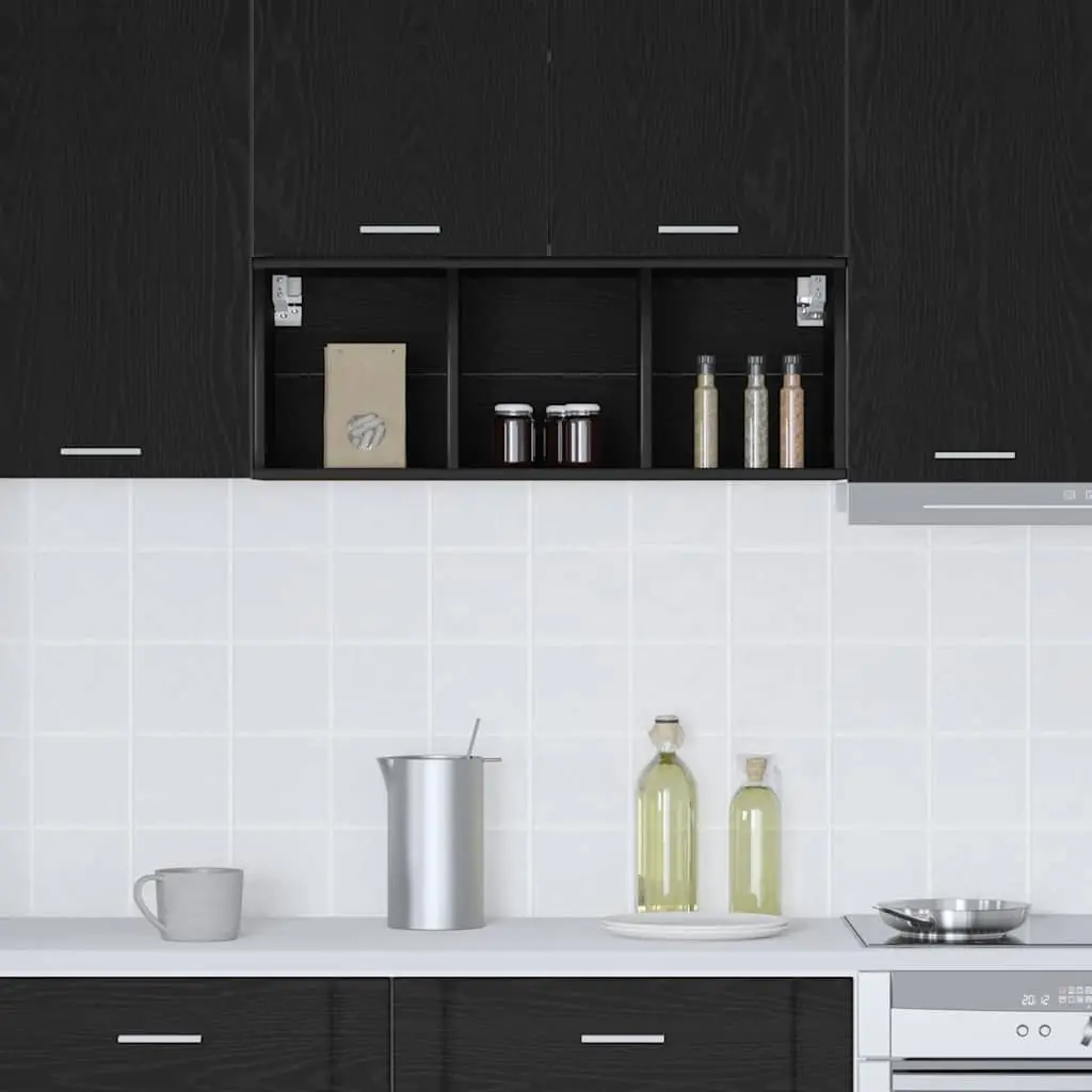 Hanging Cabinet Modern Storage Engineered Wood Black Oak 30x29.5x80cm