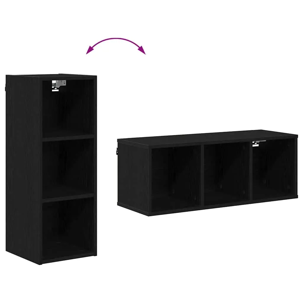 Hanging Cabinet Modern Storage Engineered Wood Black Oak 30x29.5x80cm