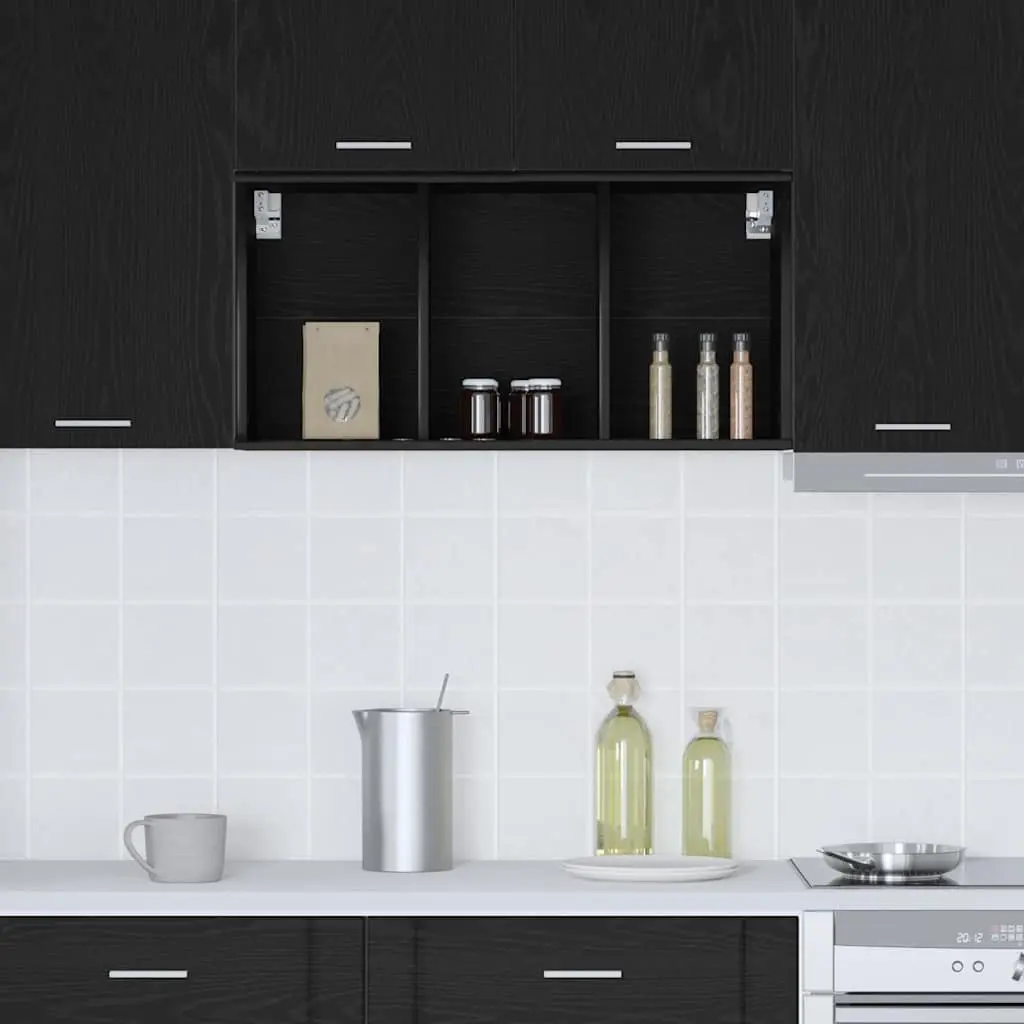 Hanging Kitchen Cabinet Black Oak Modern Engineered Wood 40 x 29.5 x 80 cm