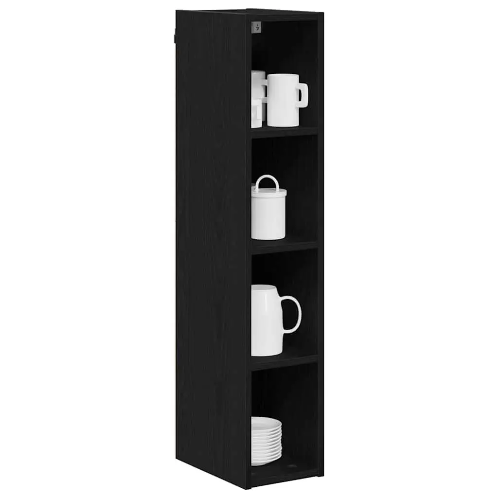 Hanging Kitchen Cabinet Black Oak Modern Storage Wall Unit Engineered Wood