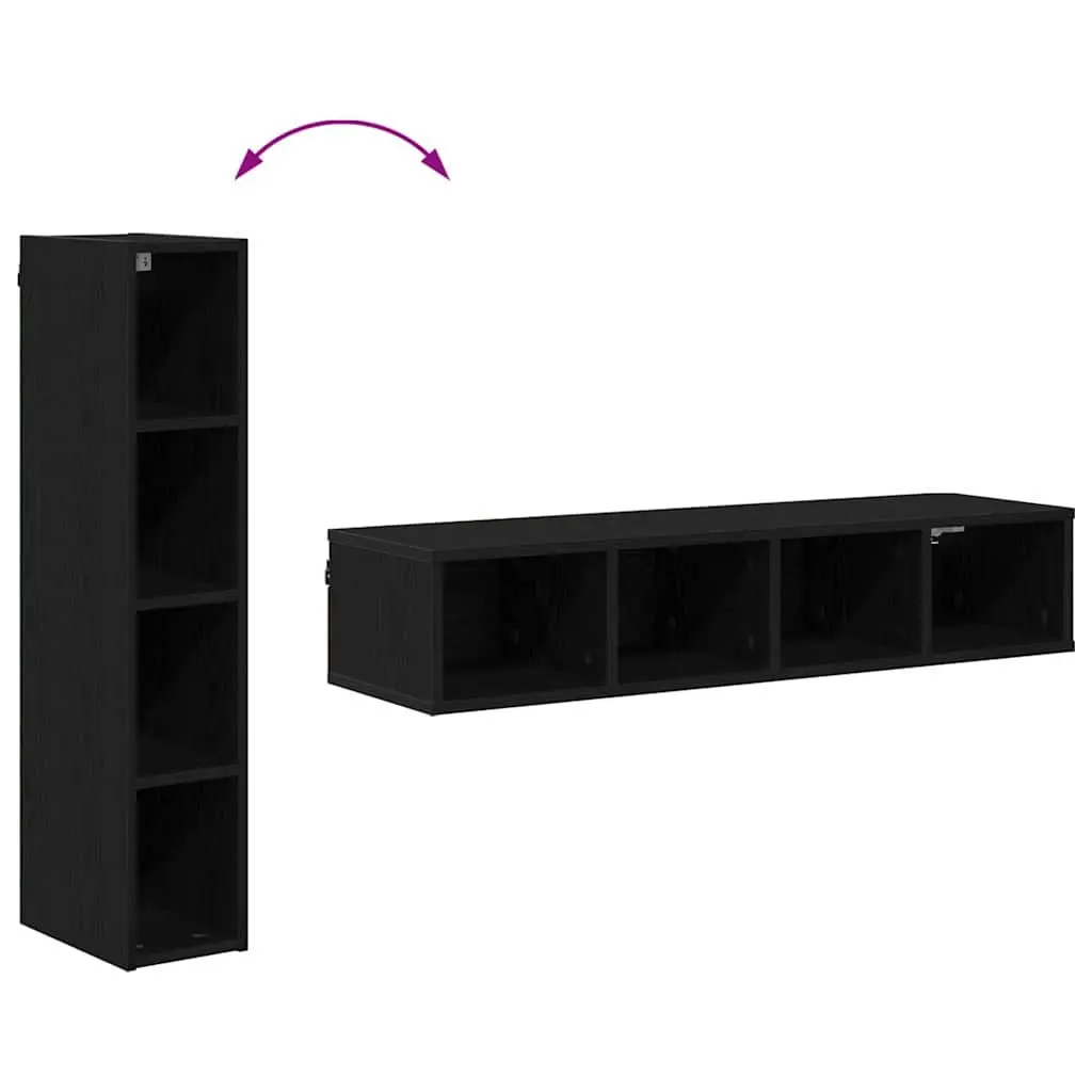 Hanging Kitchen Cabinet Black Oak Modern Storage Wall Unit Engineered Wood