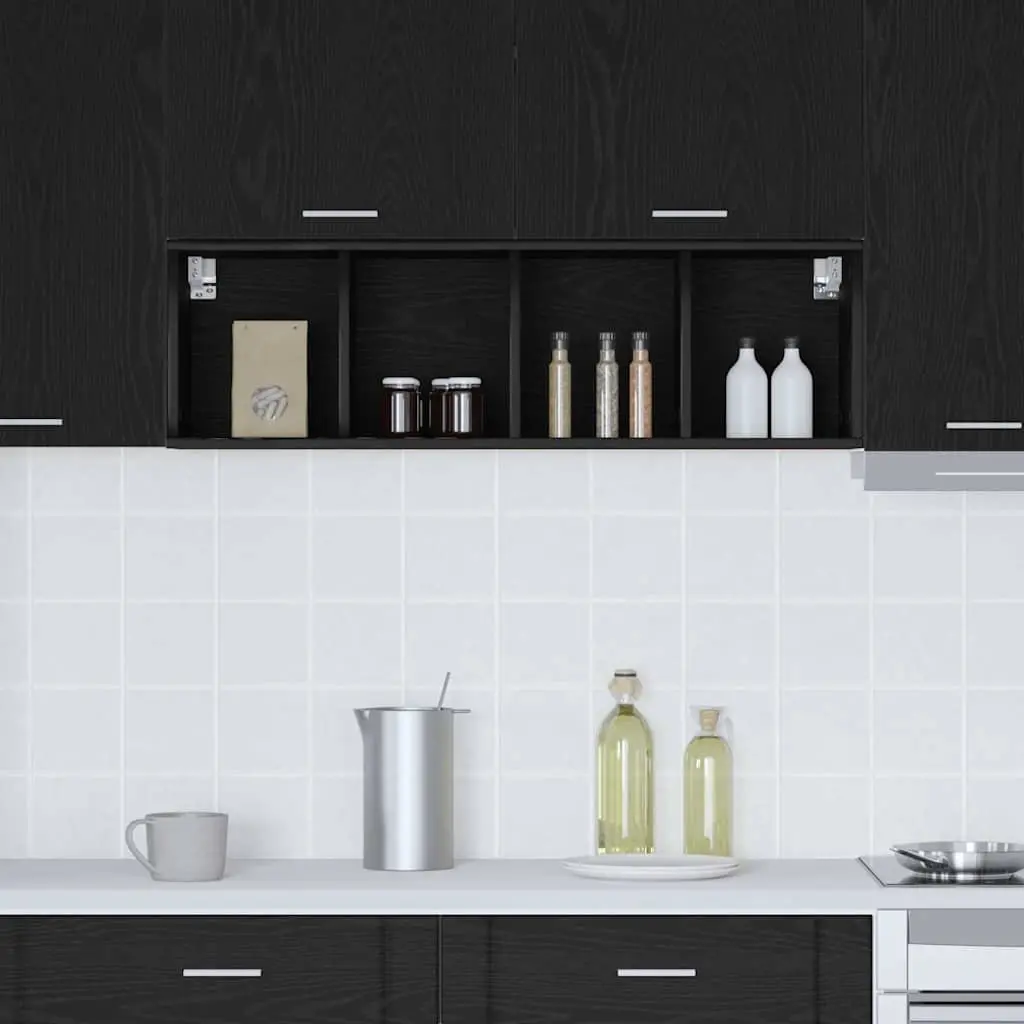 Hanging Kitchen Cabinet Black Oak Modern Engineered Wood 30x29.5x100cm