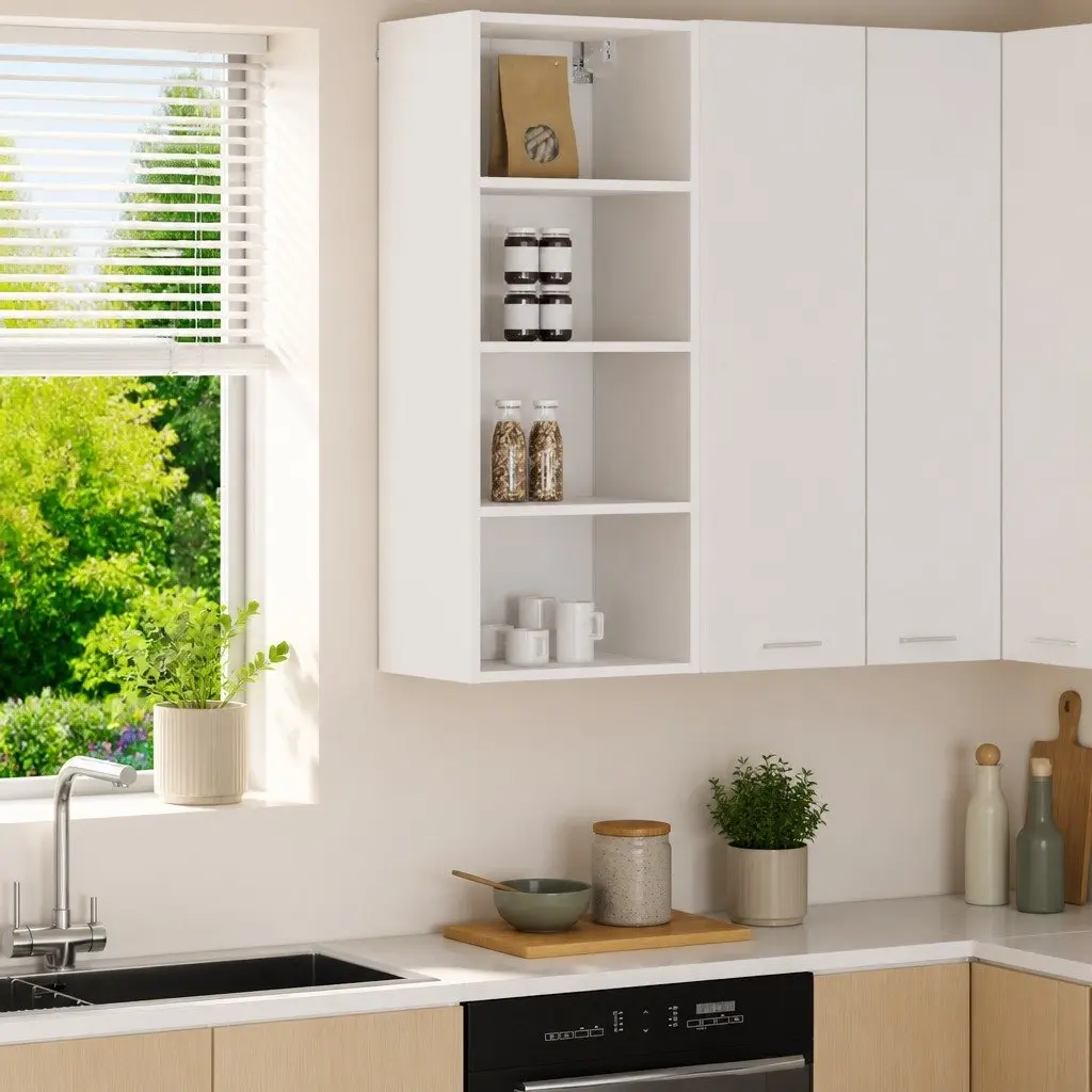 Hanging Cabinet White Kitchen Storage 40 x 29.5 x 100 cm Engineered Wood Wall