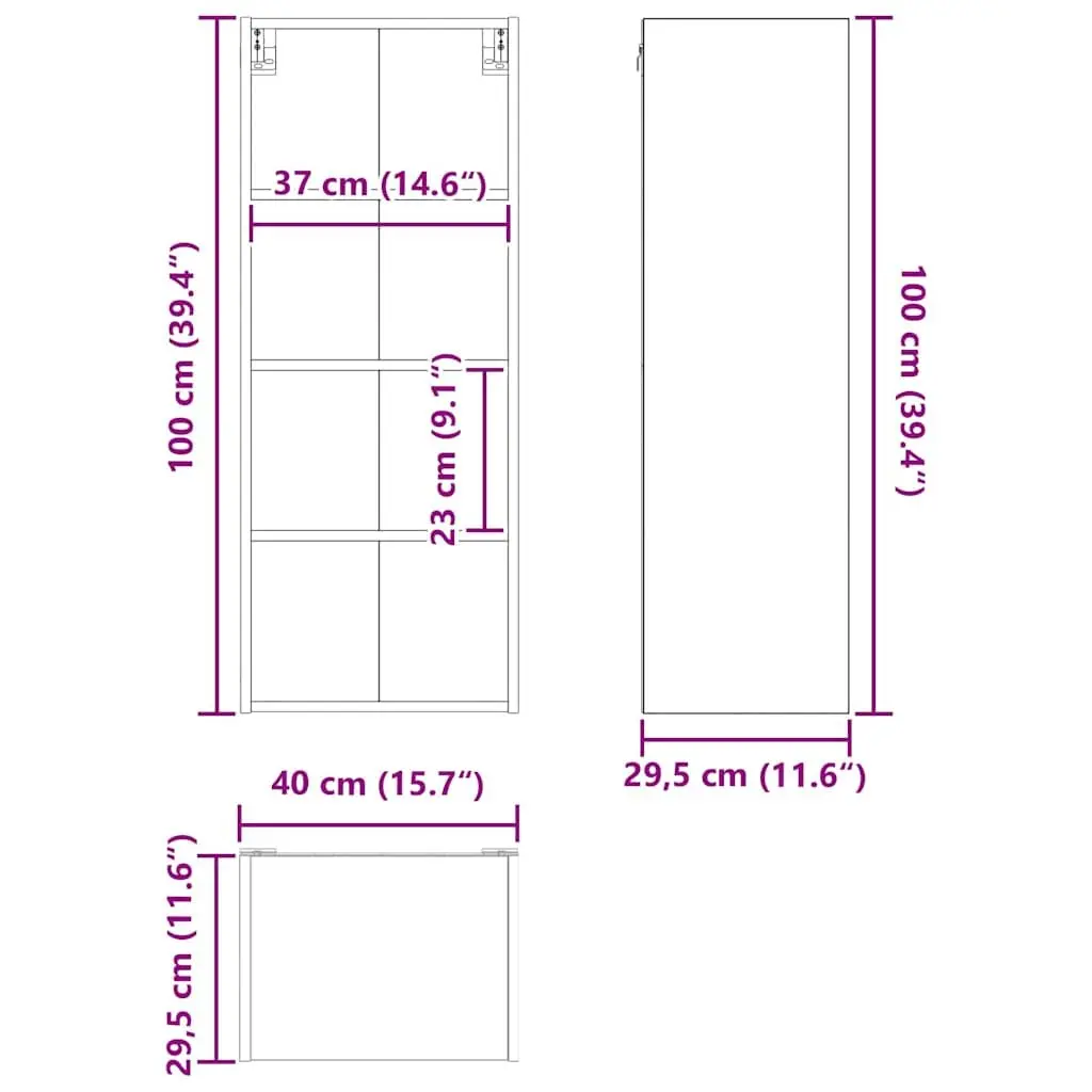 Hanging Cabinet White Kitchen Storage 40 x 29.5 x 100 cm Engineered Wood Wall