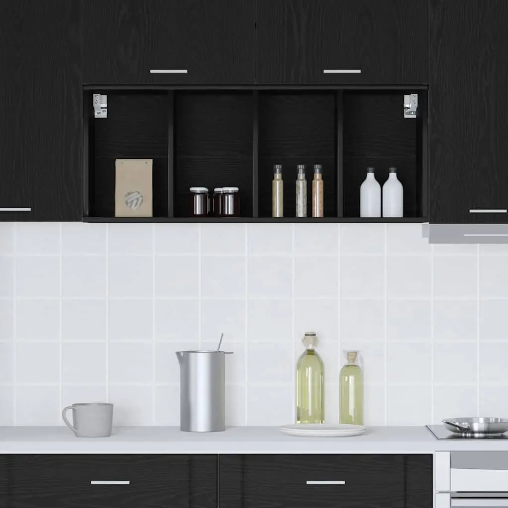 Black Oak Hanging Kitchen Cabinet for Storage