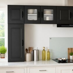 Stylish Black Engineered Wood Kitchen Cabinet 40x31x40cm