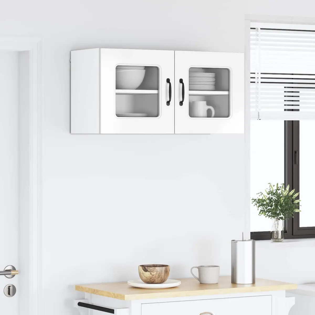 Kitchen Cabinet Dishwasher Panel 2 pcs High Gloss White Storage Cupboard