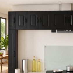 Stylish Black Engineered Wood Kitchen Cabinet