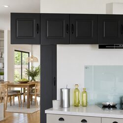Black Engineered Wood Kitchen Cabinet for Storage