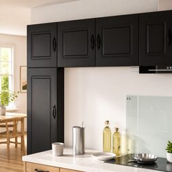 Elegant Black Engineered Wood Kitchen Cabinet