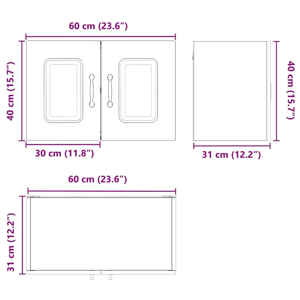 High Gloss White Dishwasher Panel Kitchen Cabinet 60x31x40cm