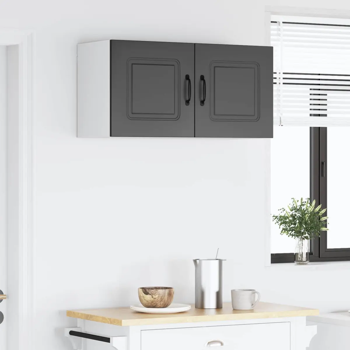 Black Kitchen Cabinet with Dishwasher Panel