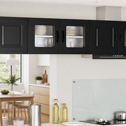 Black Engineered Wood Dishwasher Panel Kitchen Cabinet