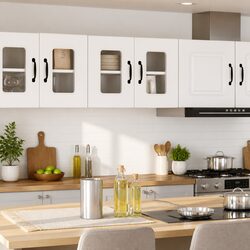 Stylish White Kitchen Cabinet Storage in Engineered Wood