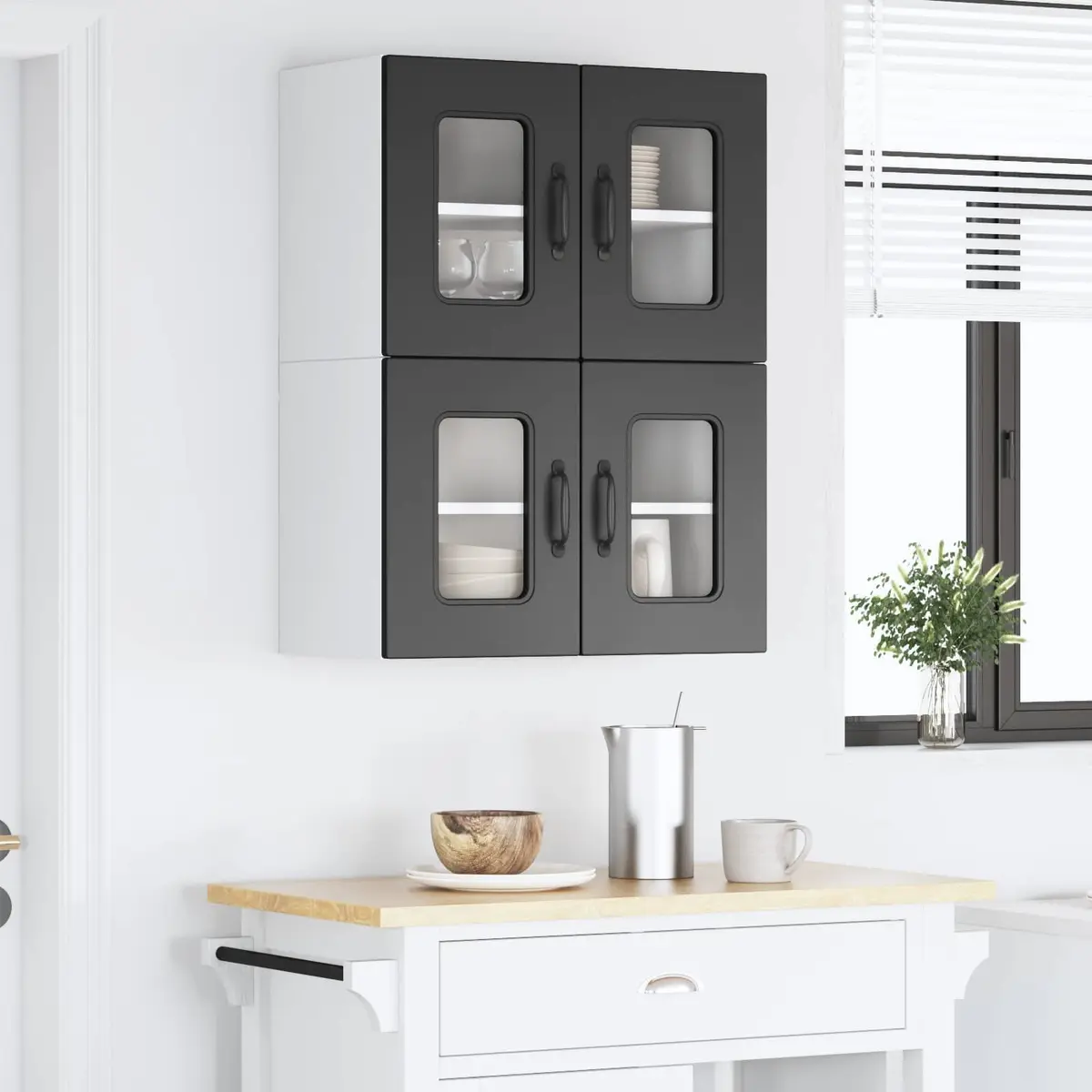 Black Kitchen Cabinet Panel for Storage