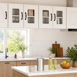 High Gloss White Engineered Wood Kitchen Dishwasher Cabinet