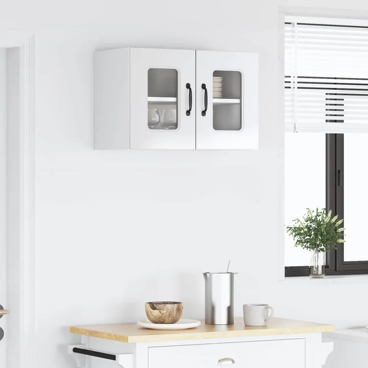 High Gloss White Engineered Wood Kitchen Dishwasher Cabinet