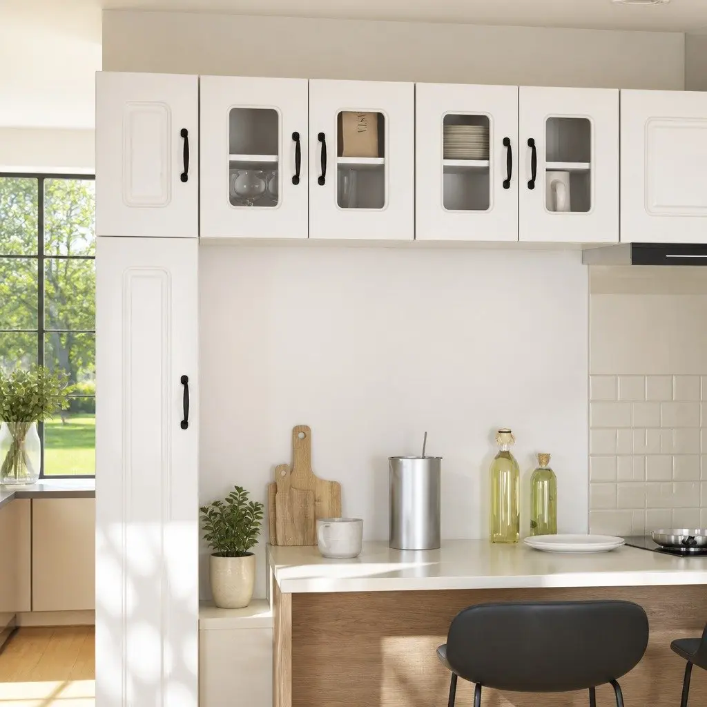High Gloss White Engineered Wood Kitchen Storage Cabinet