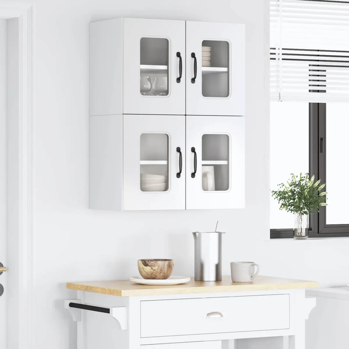 High Gloss White Engineered Wood Kitchen Storage Cabinet