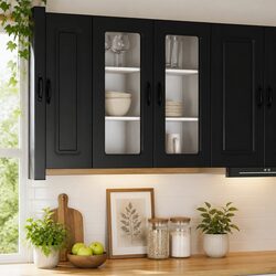 Stylish Black Kitchen Dishwasher Panel Cabinet 40x31x80cm