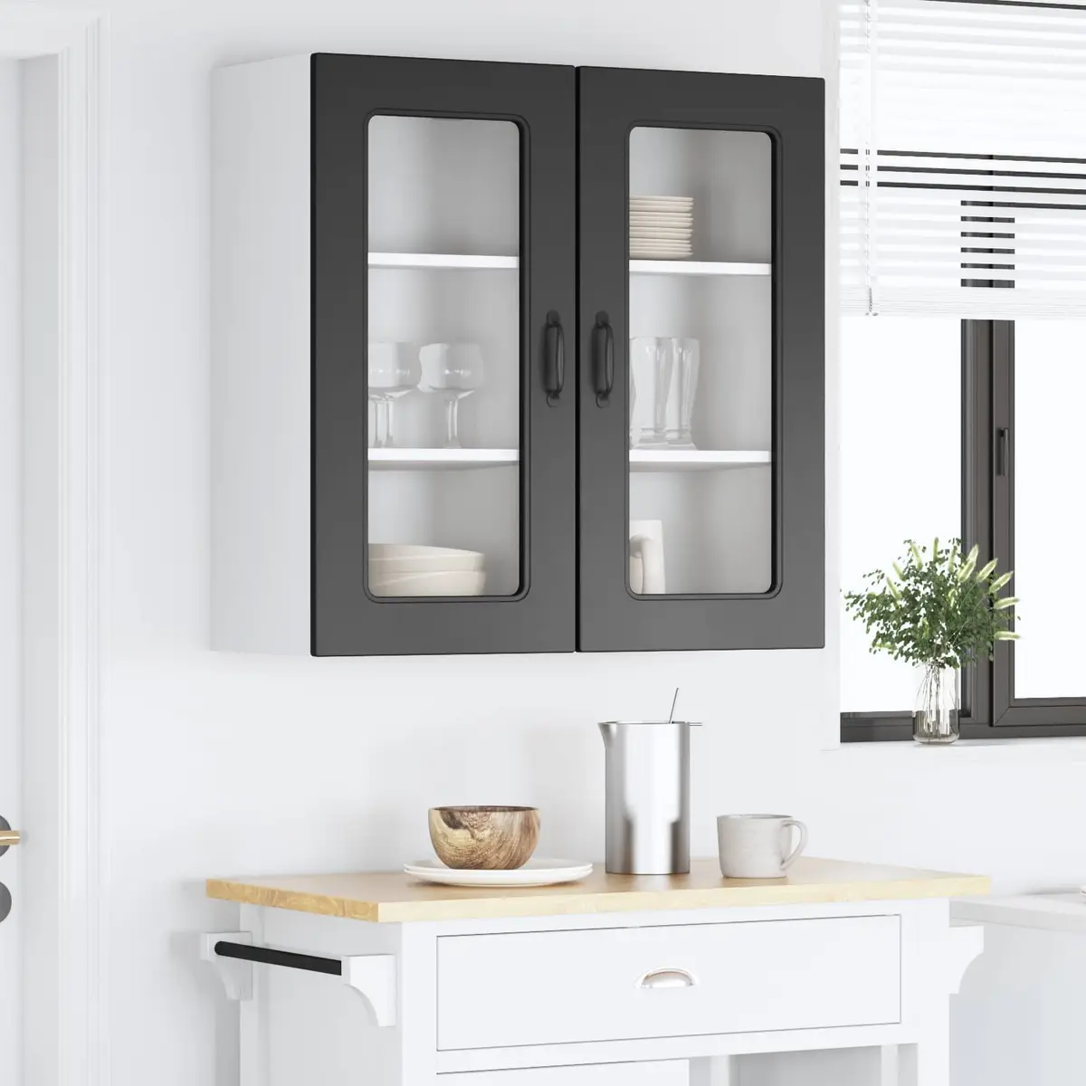 Black Kitchen Dishwasher Panel Cabinet 40x31x80cm