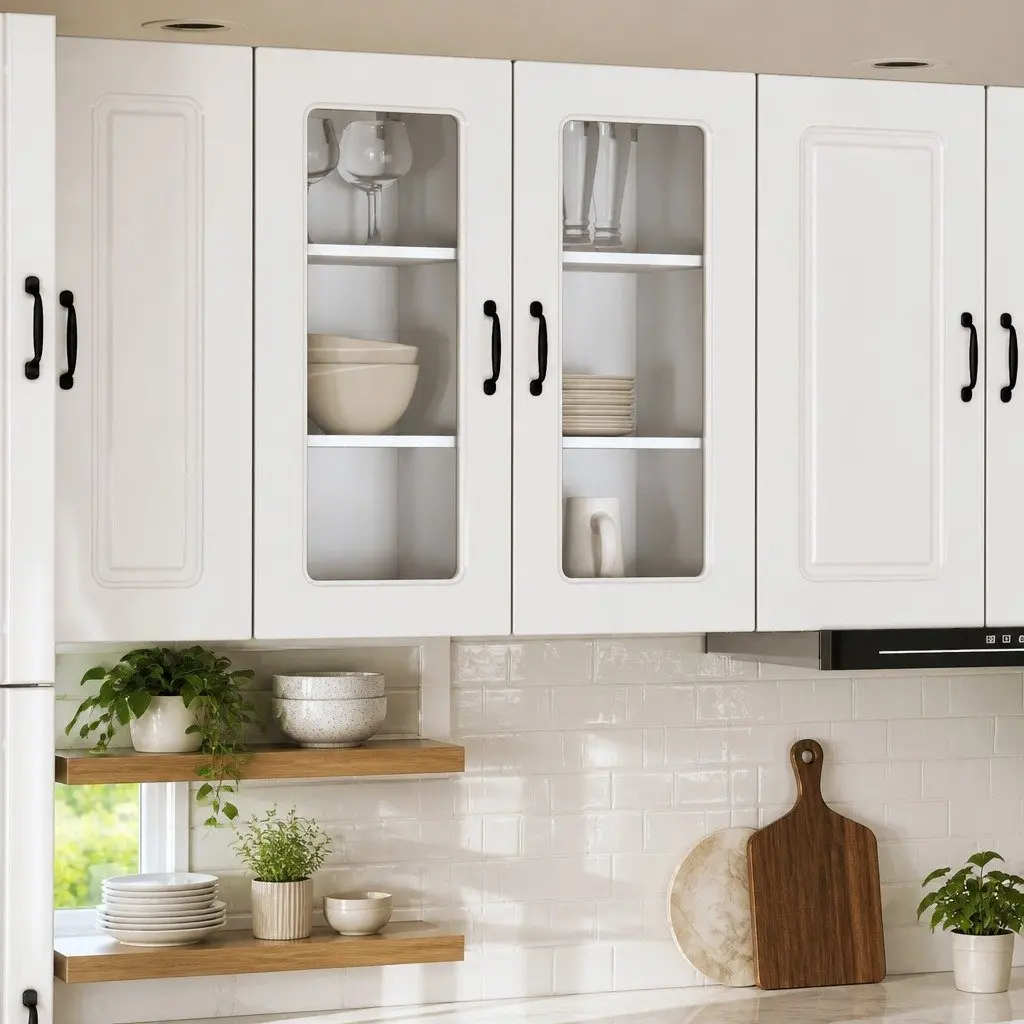 High Gloss White Kitchen Cabinet Panels for Storage