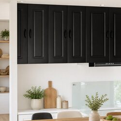 Black Engineered Wood Kitchen Cabinet for Organized Storage