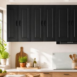Black Engineered Wood Kitchen Cabinet for Modern Storage