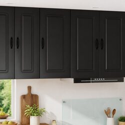 Elegant Black Engineered Wood Kitchen Cabinet