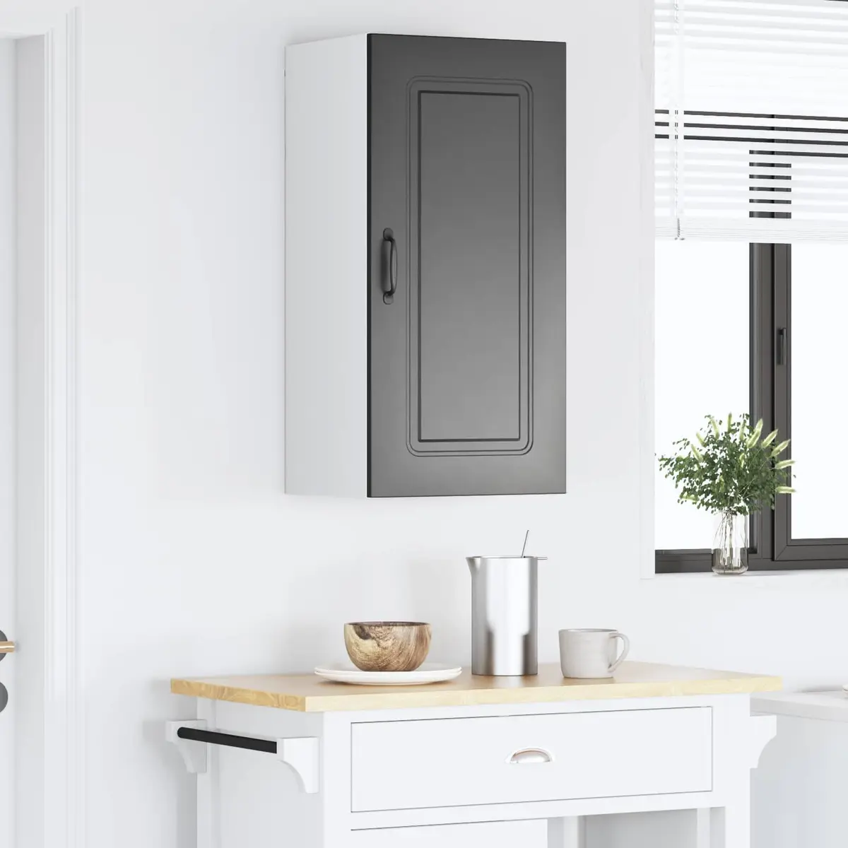 Black Engineered Wood Kitchen Cabinet
