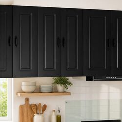 Stylish Black Kitchen Cabinet with Dishwasher Panel