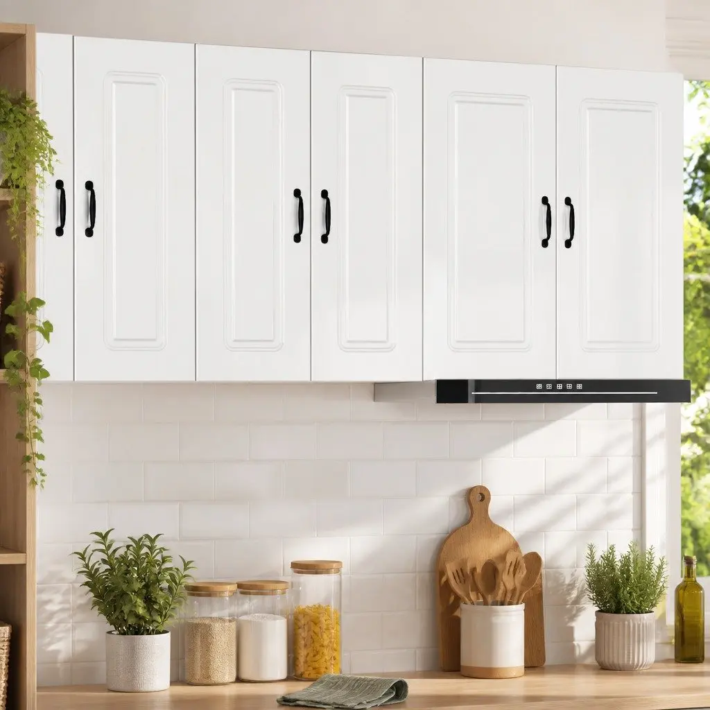 High Gloss White Engineered Wood Kitchen Cabinet