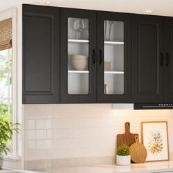 Black Engineered Wood Kitchen Cabinet for Modern Spaces