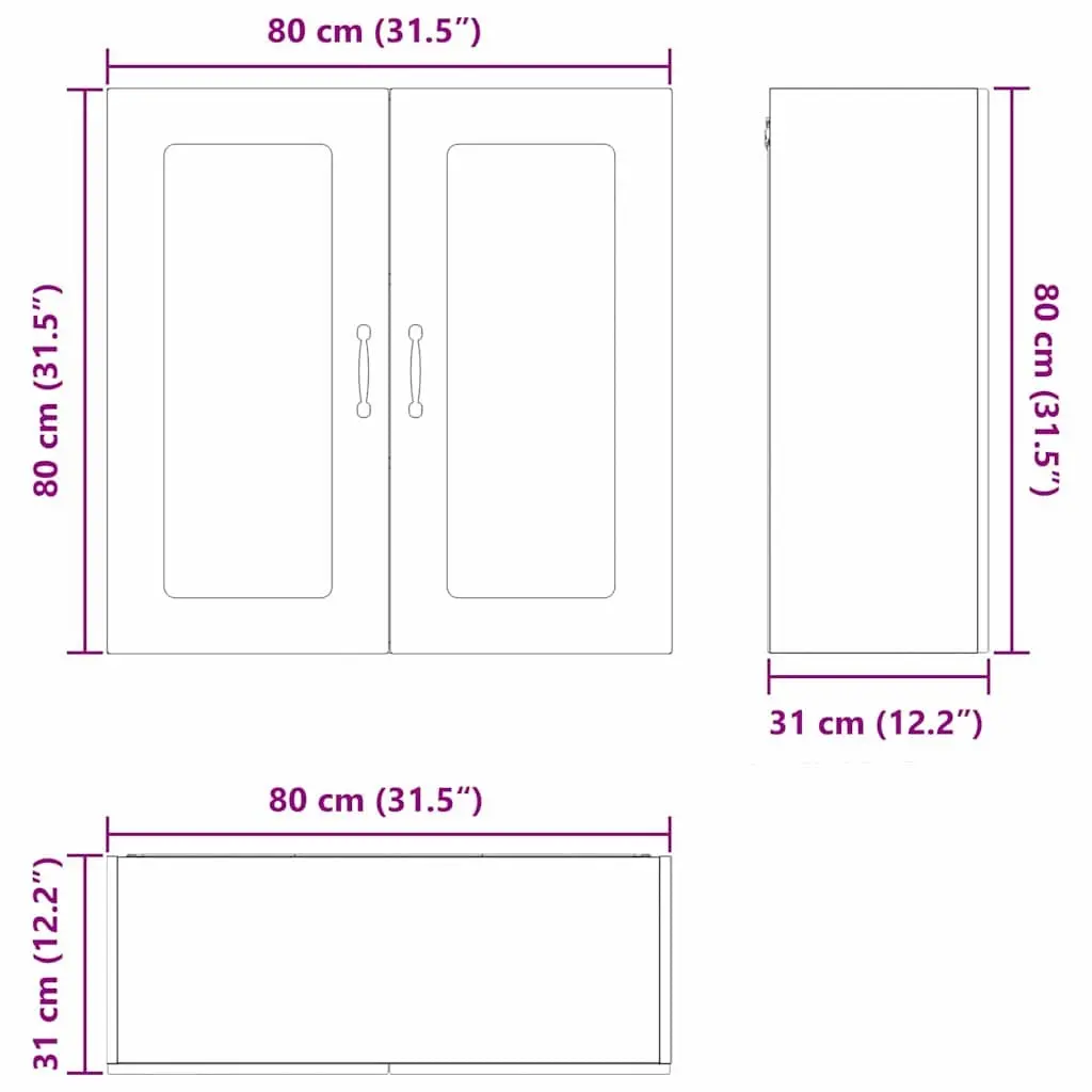 Dishwasher Panel Kitchen Cabinet Black Engineered Wood Storage 80x31x80cm