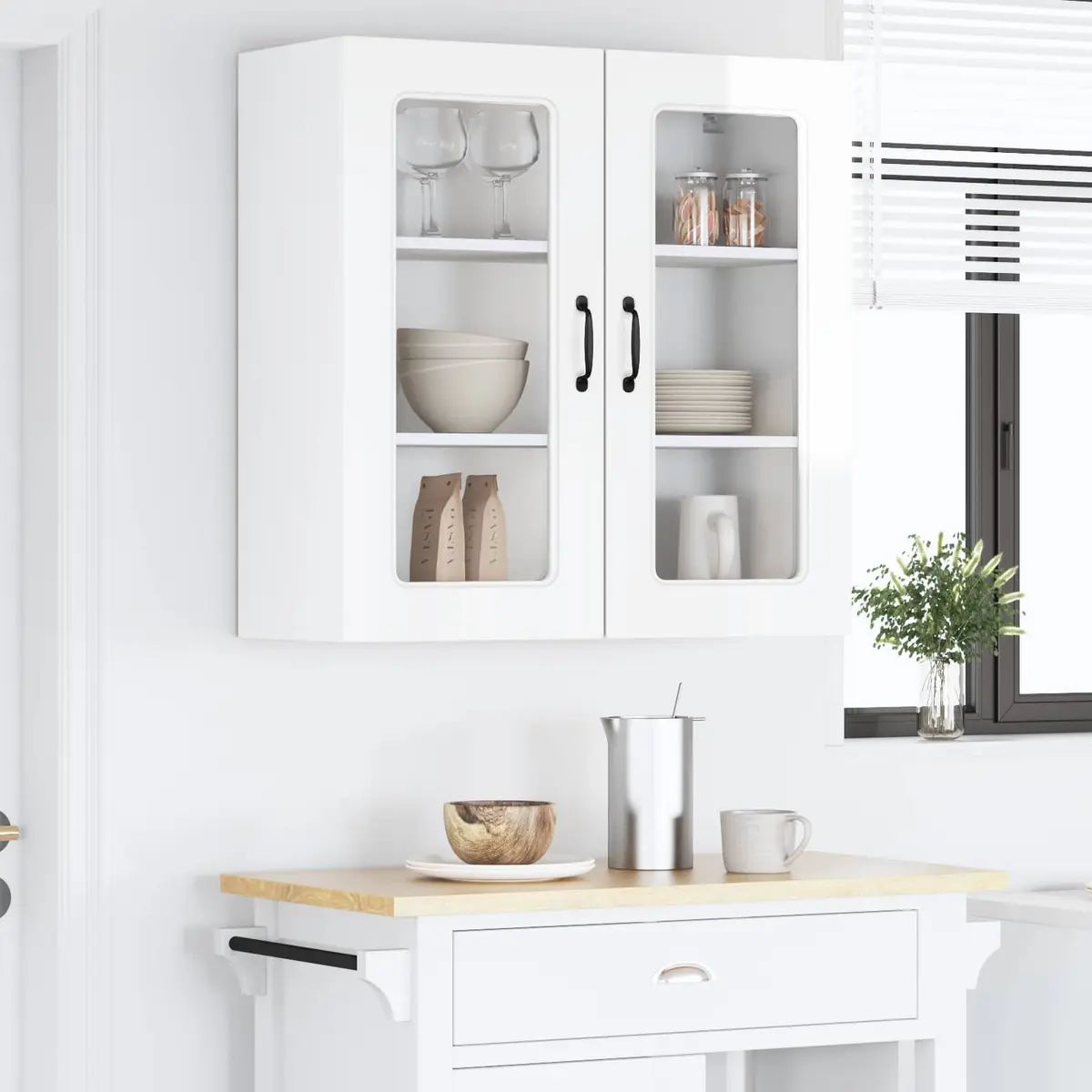 High Gloss White Kitchen Cabinet for Storage