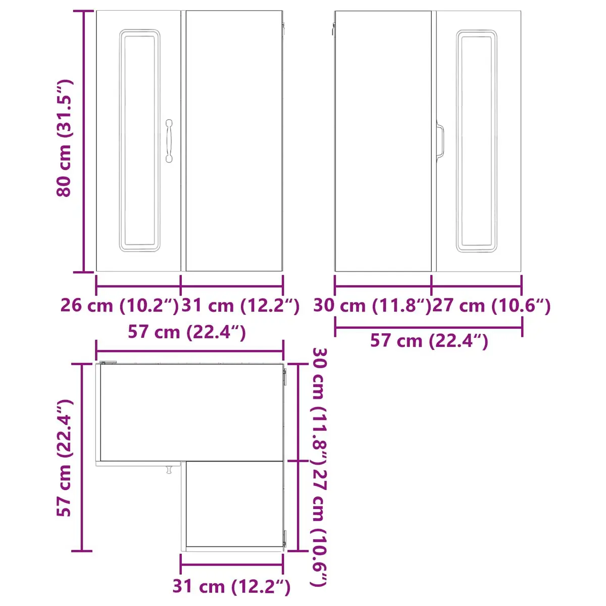 Dishwasher Panel Kitchen Cabinet High Gloss White Storage 57 x 57 x 80 cm