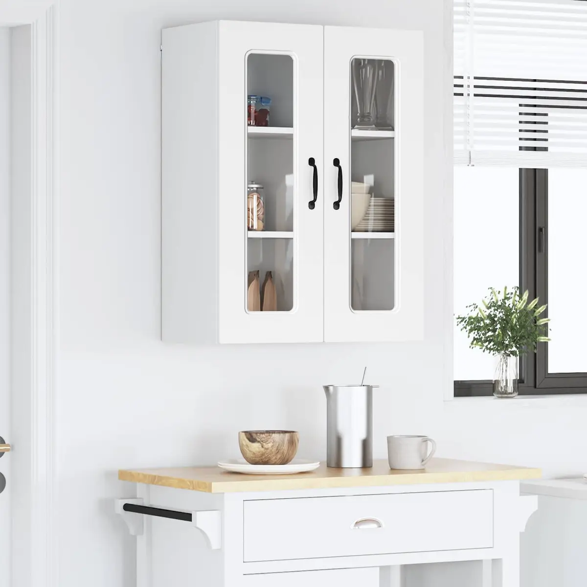 White Engineered Wood Kitchen Cabinet for Storage