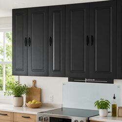 Black Engineered Wood Kitchen Storage Cabinet