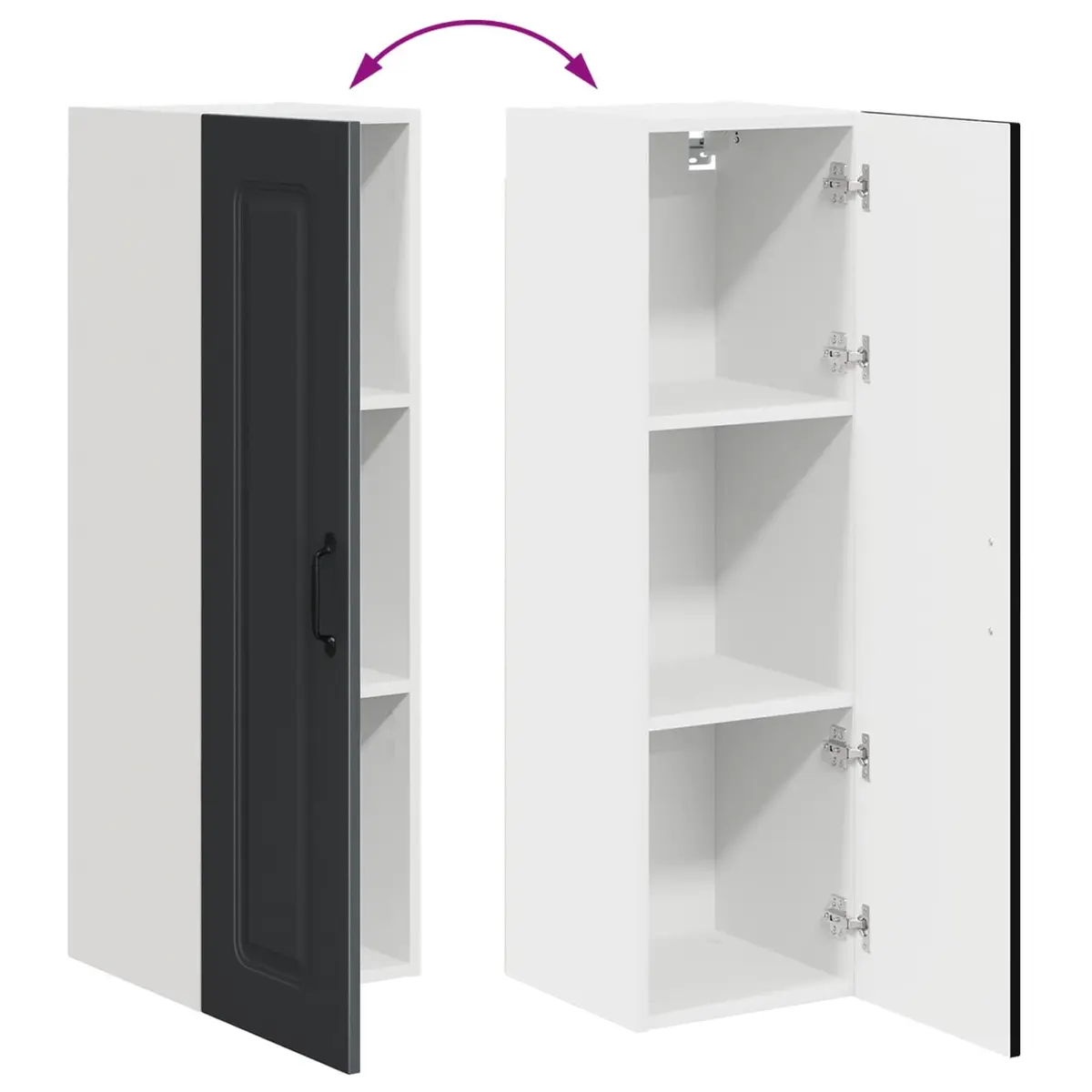 Black Engineered Wood Kitchen Storage Cabinet
