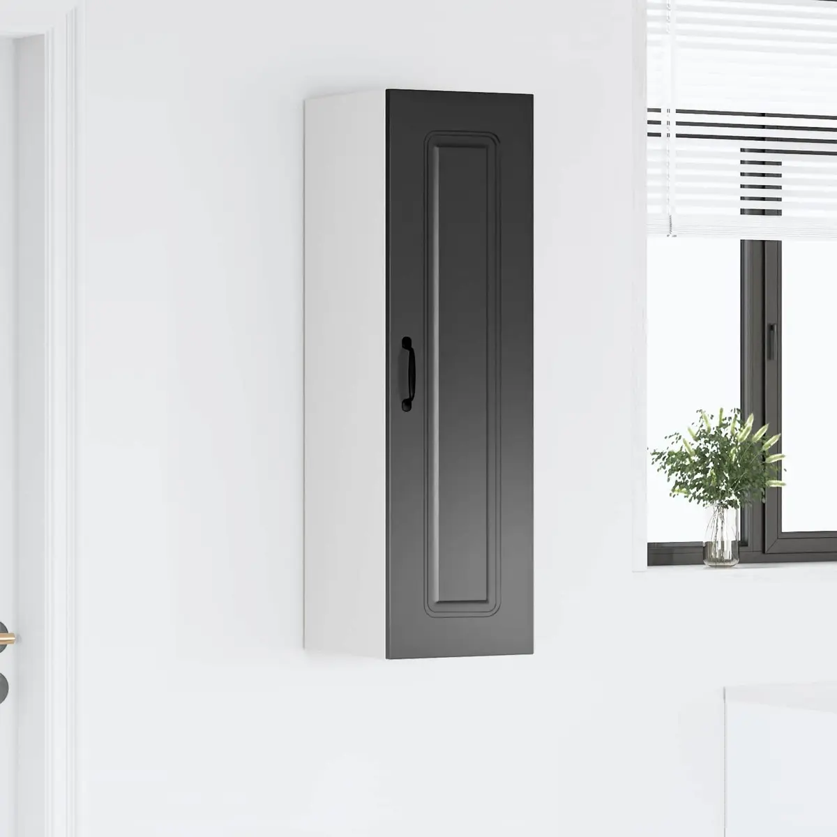 Black Engineered Wood Kitchen Storage Cabinet