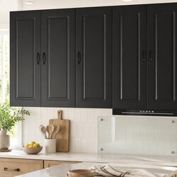 Elegant Black Engineered Wood Kitchen Storage Cabinet